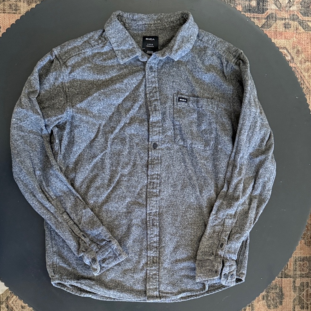 RVCA Men's Charcoal Button Down Shirt
